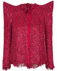 Balmain - Edge-To-Edge Sequin Tweed Jacket - Lyst