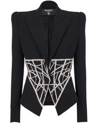 Balmain - Embroidered Slim-Fit Grain De Poudre Jacket - Lyst