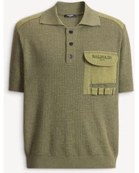 Balmain - Vintage Utility Ribbed Knit Polo - Lyst