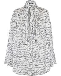 Balmain - Camicia Con Collo Lavallière E Stampa “Lettera D'Amore” - Lyst