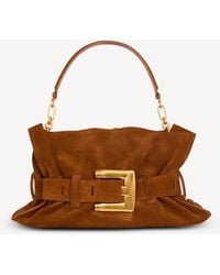 Balmain - Anthem Medium Suede Leather Bag - Lyst