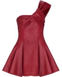 Balmain - Smooth Leather One-Shoulder Dress - Lyst