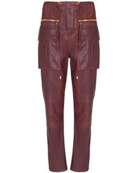 Balmain - Lambskin Leather Cargo Pants - Lyst
