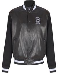 Balmain - Varsity Lambskin Leather And Wool Jacket - Lyst