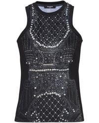 Balmain - Soft Tank Top With Faux Embroidery Print - Lyst