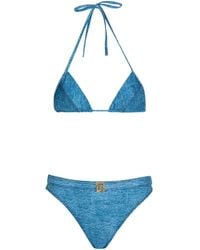 Balmain - Denim Two-Piece Swimsuit - Lyst