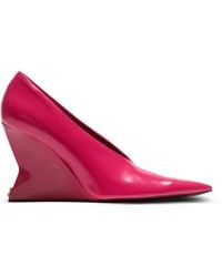Balmain - Shiny Lambskin Wedge Pumps - Lyst