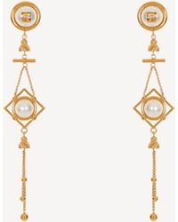 Balmain - Brass And Pearl Pendant Earrings - Lyst