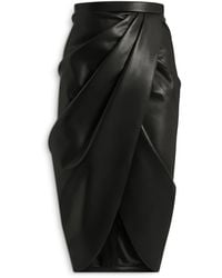 Balmain - Draped Lambskin Midi Skirt - Lyst