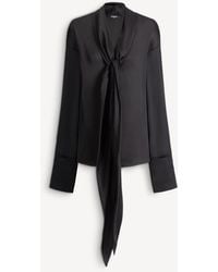 Balmain - Silk Shirt With Tie Collar - Lyst