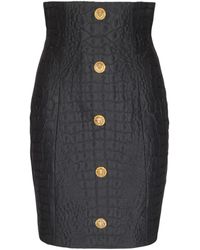 Balmain - Crocodile-Look Pencil Skirt - Lyst