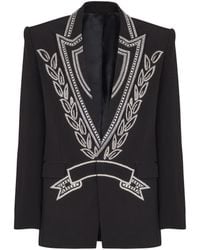 Balmain - Crepe 1-Button Jacket With Crystals - Lyst