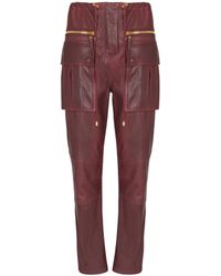 Balmain - Lambskin Leather Cargo Pants - Lyst