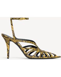 Balmain - Python-Effect Leather Cage Sandals - Lyst