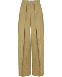 Balmain - Satin-Finish Trousers With Wide Knife Pleats - Lyst