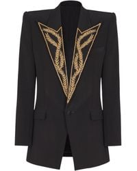Balmain - 1-Button Jacket With Embroidered Collar - Lyst