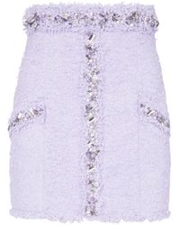 Balmain - Tweed Skirt With Embroidered Details - Lyst