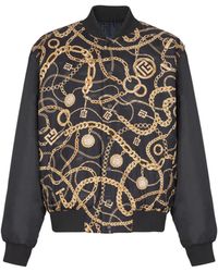 Balmain - Reversible Printed Bomber Jacket With Chaînes Pattern - Lyst