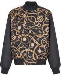 Balmain - Reversible Printed Bomber Jacket With Chaînes Pattern - Lyst