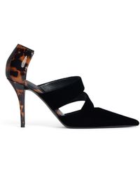 Balmain - Velvet And Printed Patent Leather Pumps - Lyst