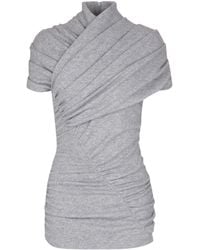 Balmain - Draped Cotton Knit Top - Lyst