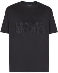 Balmain - T-Shirt With Embroidered Crystal Spray Effect - Lyst