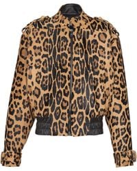 Balmain - Leopard Patterned Ponyskin-Style Leather Bomber Jacket - Lyst