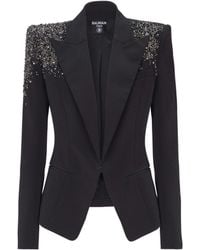 Balmain - Crepe Jacket With Amethyst Embroidery - Lyst