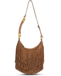 Balmain - Ebene Hobo Fringes-Suede Leather - Lyst