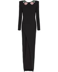 Balmain - Long Backless Dress With Roses Embroidery - Lyst