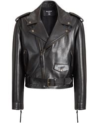 Balmain - Textured Leather Biker Jacket - Lyst
