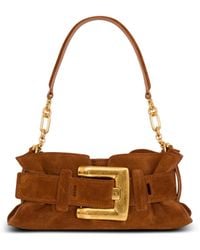 Balmain - Anthem Mini Suede Leather Bag - Lyst