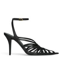 Balmain - Smooth Leather Cage Sandals - Lyst