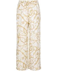 Balmain - Flowing Printed Silk Trousers With Chains Pattern - Lyst