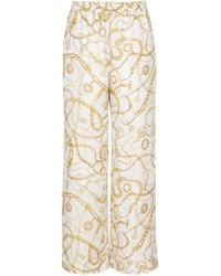 Balmain - Flowing Printed Silk Trousers With Chains Pattern - Lyst