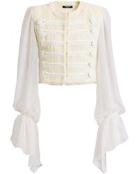 Balmain - Cropped Tweed And Muslin Jacket - Lyst