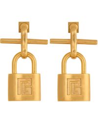 Balmain - Brass Pulse Padlock Earrings - Lyst