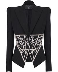 Balmain - Embroidered Slim-Fit Grain De Poudre Jacket - Lyst