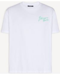 Balmain - T-Shirt With Paris Brush Print - Lyst