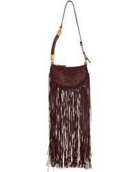 Balmain - Fringed Ébène Hobo Mini Bag - Lyst