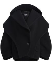Balmain - Oversized Wool Pea Coat With Hood - Lyst