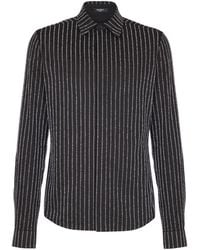 Balmain - Cotton Shirt With Crystal Stripes - Lyst