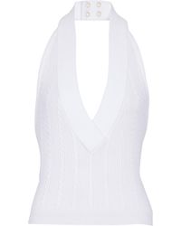 Balmain - Cable-Knit Halterneck Top - Lyst
