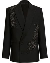 Balmain - Wool Blazer With Sand Effect Amethyst Embroidery - Lyst