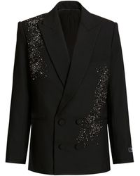 Balmain - Wool Blazer With Sand Effect Amethyst Embroidery - Lyst