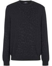 Balmain - Monogram Knit And Leopard Pattern Jumper - Lyst