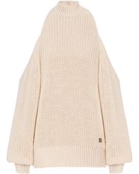 Balmain - Pull À Épaules Dénudées En Maille De Coton - Lyst