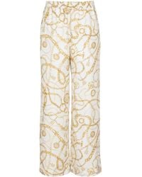 Balmain - Flowing Printed Silk Trousers With Chains Pattern - Lyst