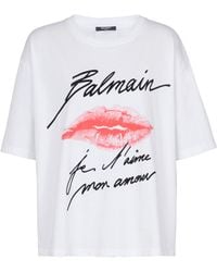 Balmain - Kiss Print Oversized T-Shirt With Script Logo - Lyst