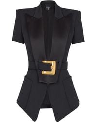 Balmain - Grain De Poudre Jacket With Belt Detail - Lyst